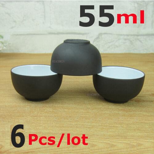 Hot Sale 6 Pcs Purple Clay Tea Cup Set Capacity 55ml Teacup Cups Ceramic Teacups Kung Fu High Quality Porcelain Gift Packed Safe