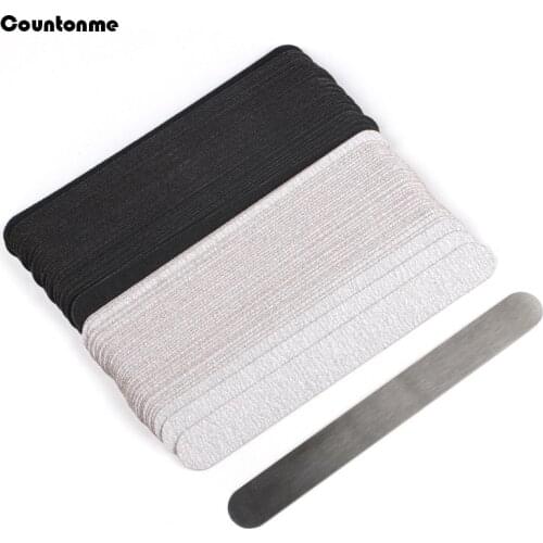 10Pcs Straight Replacement SandPaper Files 100/180/240 Self-Adhesive Sandpaper Pads With Metal Handle Sanding Nail Art Files