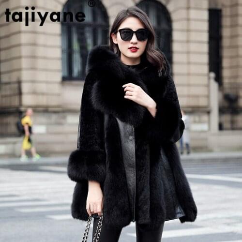 Natural Real Fur Coat Female Fox Fur Collar Wool Genuine Leather Jacket Winter Coat Women Clothes 2020 Double-faced Tops ZT4137