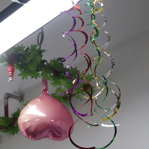 12pcs/set Spiral Pendant Foil Line for Birthday Party Wedding Balloons Garland Decorations Hanging Star Happy Birthday Supplies