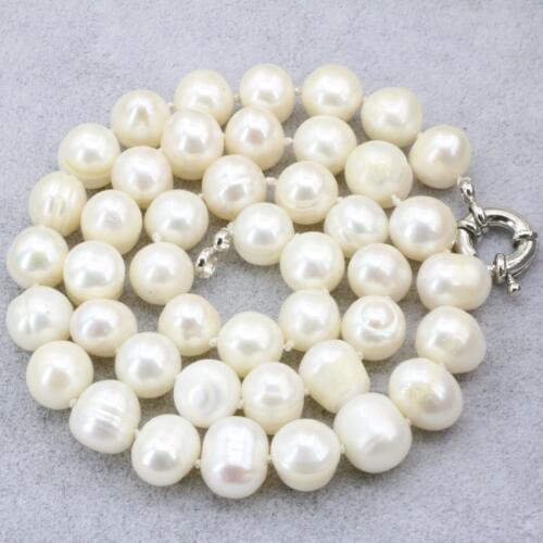 2 style natural white freshwater 10-11mm pearl nearround chain beads necklace for women choker party gifts jewelry 18inch B3189