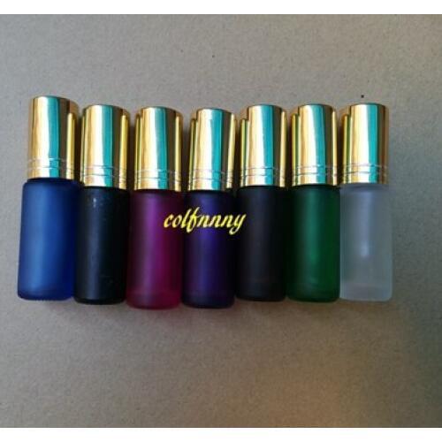300pcs/lot 5ML Matte Thick Glass Roll On bottle Essential Oil Empty Perfume Bottles steel Roller Ball Bottles C2204