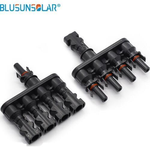 5 pairs/lot IP67 Waterproof 4 to 1 Branch Connectors T Type 4 in 1 Male and Female Solar Cable Connector