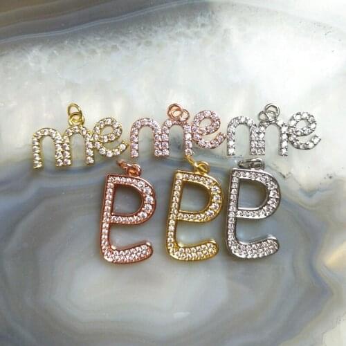 5pcs Wholesales Rose Gold Plated Mirco CZ Pave Me Letter Pendant Fashion Silver Electroplated Making Charms Men Women Necklace Y