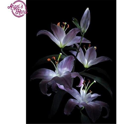 Purple lily diamond embroidery flowers diy diamond painting 5d square diamond mosaic handcraft bead embroidery full rhinestones