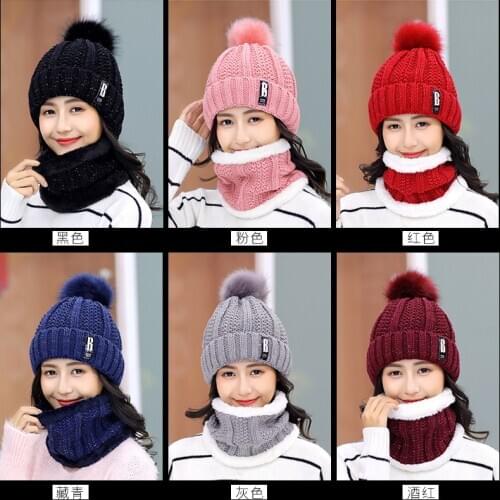 Brand Winter knitted Hats Women Thick Warm Hat Female knit Letter Bonnet Beanie Caps Outdoor Riding Sets women hats