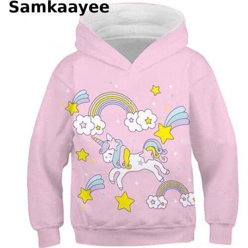 4-15y Kids Sweatshirt Children Hoodie Spring Autumn Girls Boys Cartoon Unicorn Hooded Clothes Long Sleeve Top Sportswear y40