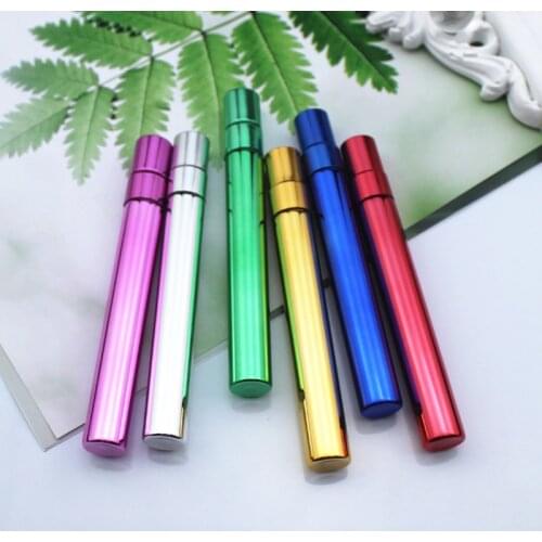 50pcs/lot 10ml Perfume Bottle Sample Thin Glass Vials Test Tube Bottle Pump Sprayer Perfume Atomizer Mix Colors