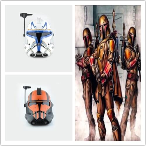 Hot Movie Boba Fett Warrior Man Bounty Hunter Hard PVC Cosplay Latex Helmet Soldiers Mask Halloween Kids Prop