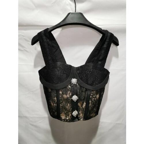 INS Bloggers With The Same Paragraph 2021 Summer New Sexy Clavicle Fish Bone Slimming Thin Lace Stitching Camisole