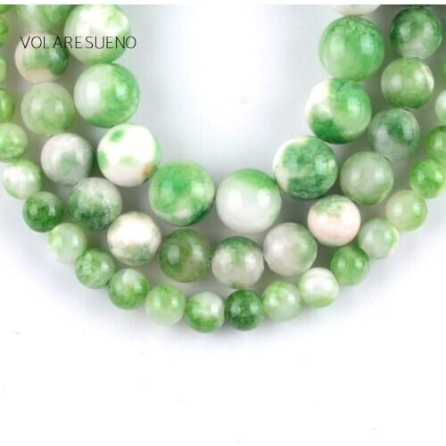Natural Green Persian Jades Stone Round Loose Beads For Jewelry Making 6-10mm Spacer Beads Fit Diy Bracelet Necklace 15'' Strand