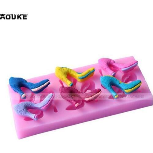 Kitchen DIY Fashion Shoes High heels In the Spring 3D for Cake Decoration Liquid Silicone Tools Pastry mould Pudding Soap Ice