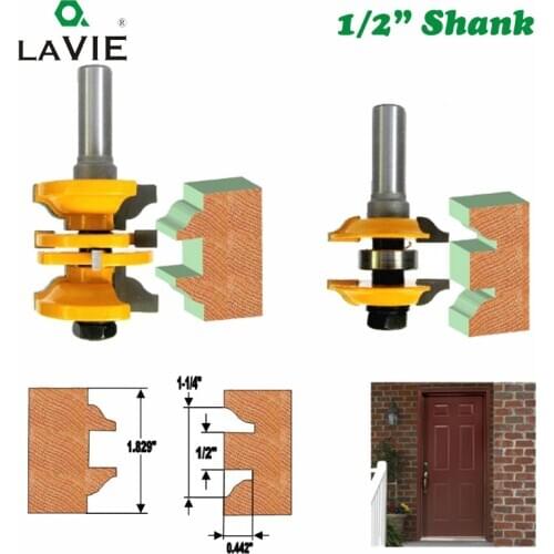 LAVIE 2pcs 12mm 1/2" Shank Entry & Interior Door Ogee Router Bit Matched MIlling Cutter Set for Wood Woodworking Machine