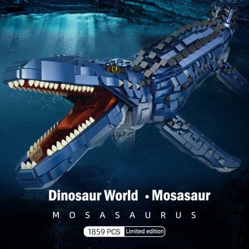 Panlos MOC 611005 Dinosaur Mosasaurus Assembly Model Grey Despotic Dragon 1859pcs Building Blocks Brick Toys Kids Gift Set