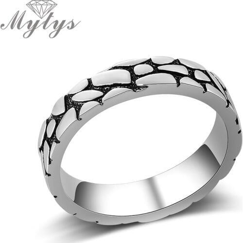 Mytys Antique Design trendy Ring Hip hop Ring Sets Accessory Vintage Jewelry Snake Pattern Metals Old Silver Rock Ring R2069