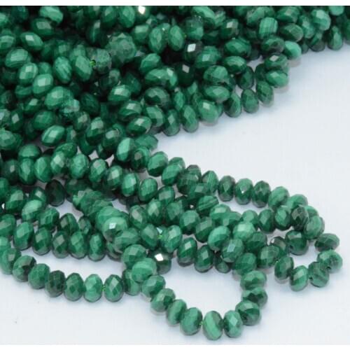 Natural Malachite Faceted Rondelle Beads 3.8mm , Thickness 2.5mm~2.8mm
