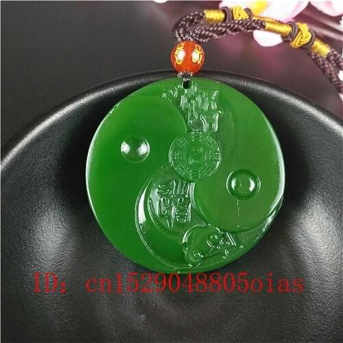 Natural Yellow Chinese Jade Tai Chi Gossip Pendant Necklace Fashion Accessories Charm Jewelry Carved Amulet Gifts for Women Men