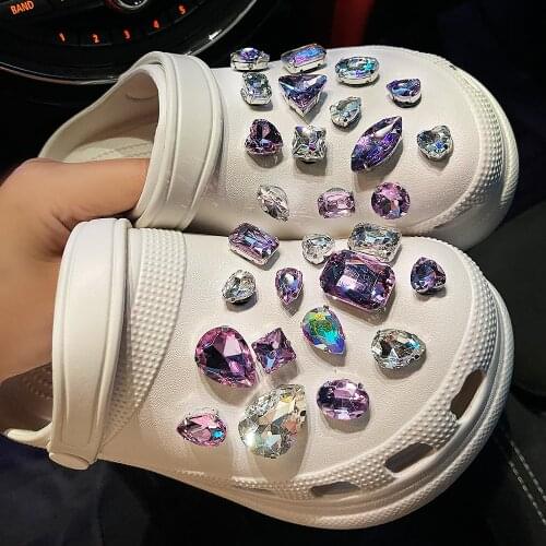 Croc Charms Ready To Put on Rhinestone Light Purple Shoe Buckle Accessories Are Suitable for Crocs Buckle Decorative Accessories