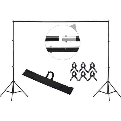 200 * 200cm Aluminium Alloy Photography Studio Background Adjustable Backdrop Stand System+Carry Bag for Home Studio Recording