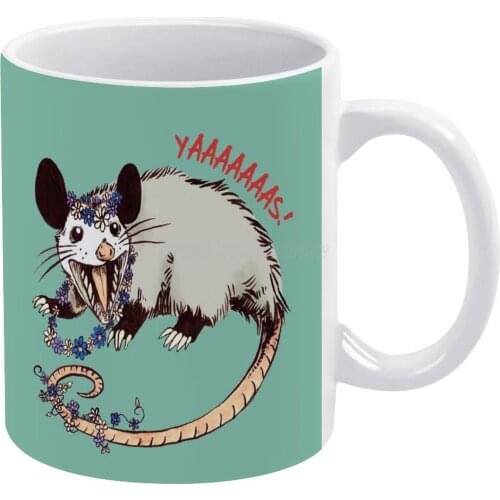 Daisy Chain Opossum Possum Yaaaas! White Mug Coffee Mug Afternoon Tea Christmas Cups Ceramic Mug 330ml for Coffee Possum Opossum
