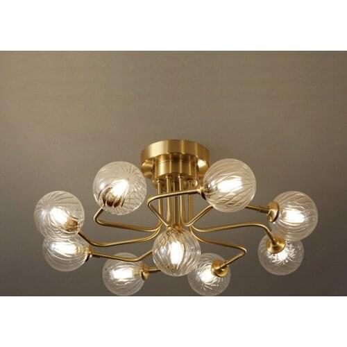 Modern Copper LED Ceiling Pendant Lamp Home Living Dining Room Bedroom Lighting Pendant Lights Indoor Glass Decoration luminaire