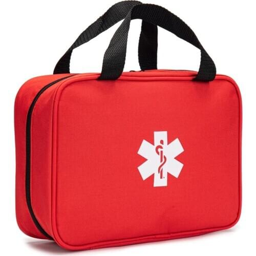 Red First Aid Bag Empty Travel Rescue Pouch First Responder Storage Compact Survival Medicine Bag for Car Home Office Kitchen Sp