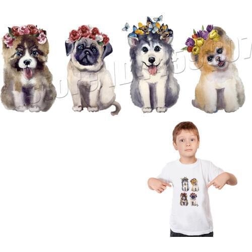 Cute Dog Iron-on Transfers For Clothing Handmade Washable DIY Parches Heat Transfer Patches For T-shirt Dresses Sweater