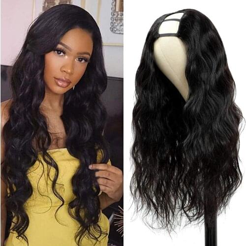 U Part Wig Body Wave Human Hair Wigs 150% Density 10A Brazilian Remy Hair Clip in Half Wig For Black Women U Part Hair Extension