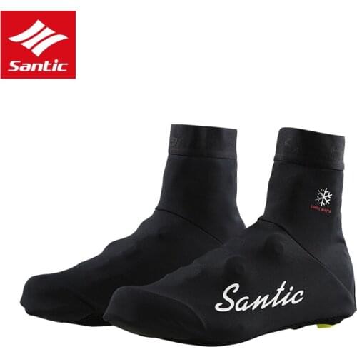 Unisex Winter Fleece Bicycle Shoes Cover MTB Road Bike Bicycle Dust-proof Overshoes Riding Warm Windproof Shoes Cover SANTIC