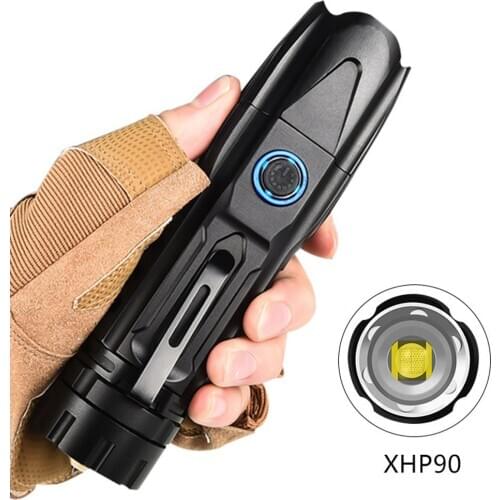 Can output mini flashlight New Xhp90 Power Torch Aluminum Alloy Multifunctional USB Charging Output Outdoor Zoom Flashlight