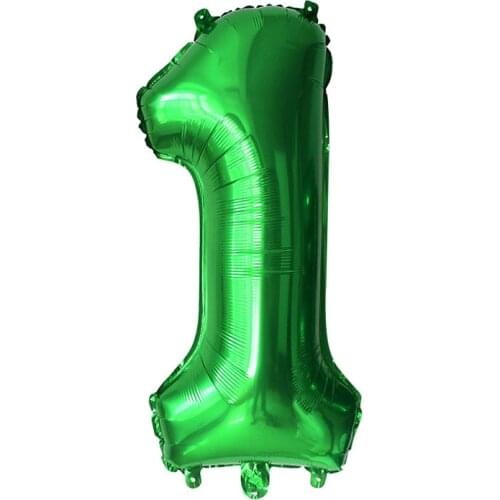 32inch Green Number Balloon Digital 0 1 2 3 4 5 6 7 8 9 Aluminum Foil Ballon for Kids Birthday Party Decoration Safari Wild One