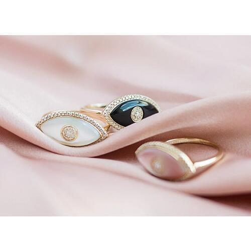 2019 summer beach jewelry us size 6 7 8 gold filled turkish evil eye rings for women white red black blue 4 color CZ finger ring