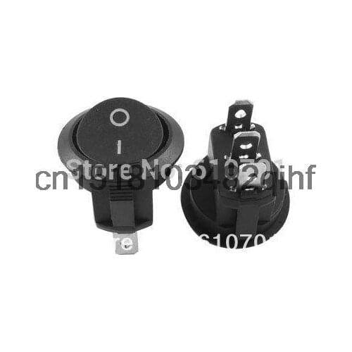 10pcs/lot 3 Pin I/O ON-ON SPDT Mini Round Square Boat Rocker Switch 6A/250V 10A/125V AC Push Button Switches