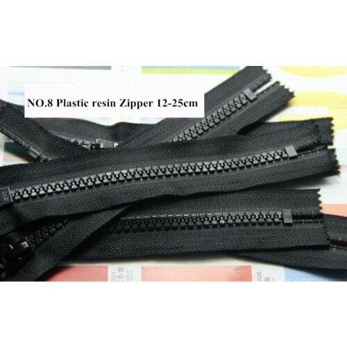 10pcs/lot NO.8 Plastic Resin Zipper Black Color/12-25cm long/Close end for Suit Jacket Coat Pocket free shipping
