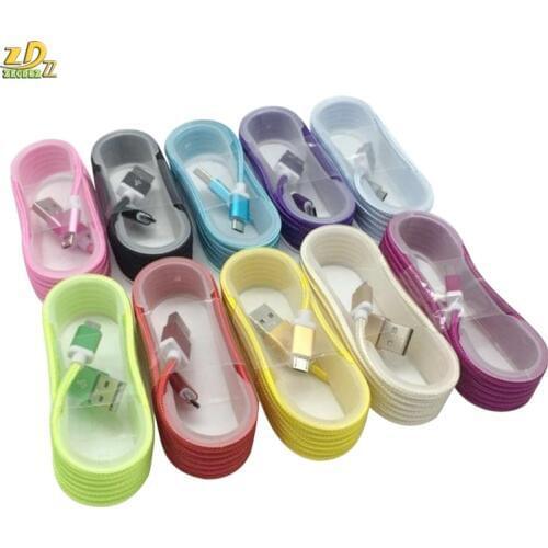 100pcs/lot Colorful Type-C 1.5M Pack Nylon Rope Braided Micro USB Charging Cable for Samsung Huawei Letv Iphone for Android