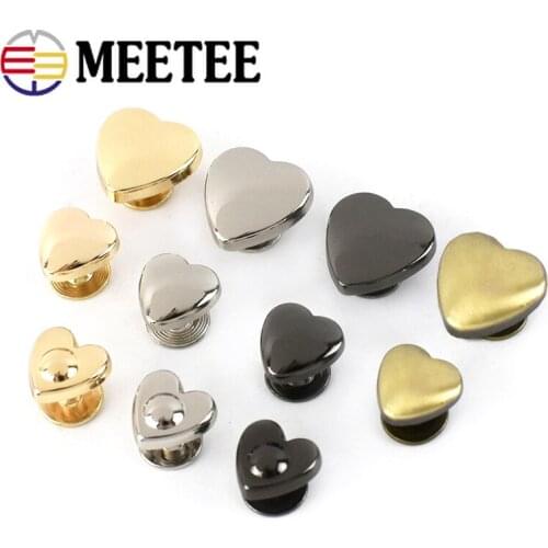20Pcs 1x1cm Heart Rivet Screw For Bags Hardware Handbag Decorative Studs Button Nail Metal Buckles Snap Hook Leather Craft