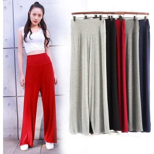 2021 Summer Leisure Loose Wide Leg Pants Women Elastic Waist Plus Size Modal Trousers Casual Pant Pantalones De Mujer Y925