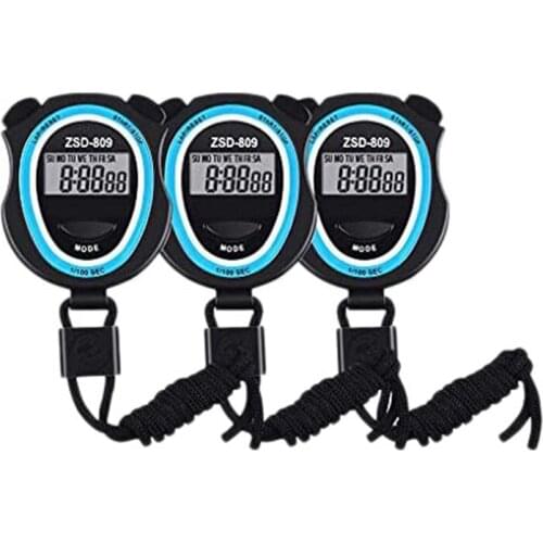 3 Pcs Waterproof Multi-Function Electronic Sports Stopwatch Timer Water Resistant Large Display with Date Time and Alarm