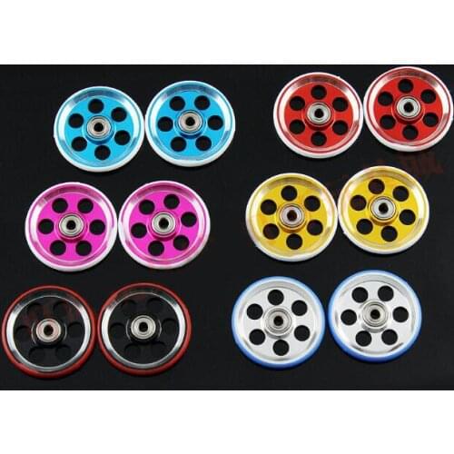 4Pcs 19mm Aluminum Ball-race Roller Guide Rollers+Plastic Ring+520 Bearings for Tamiya Mini 4WD Racing Car Model 95238 95213