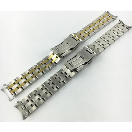 5 Beads Sainless Steel Watch Strap For Tissor 1853 T17/T41/T461/PRC200/T055/T067 19mm 20mm Fold Buckle Gold Silver Belt