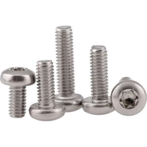 5Pcs M6 Stainless Steel Tors T&TX Plum blossom round pan head Allen Hex screw anti-theft screws Length 35mm-80mm
