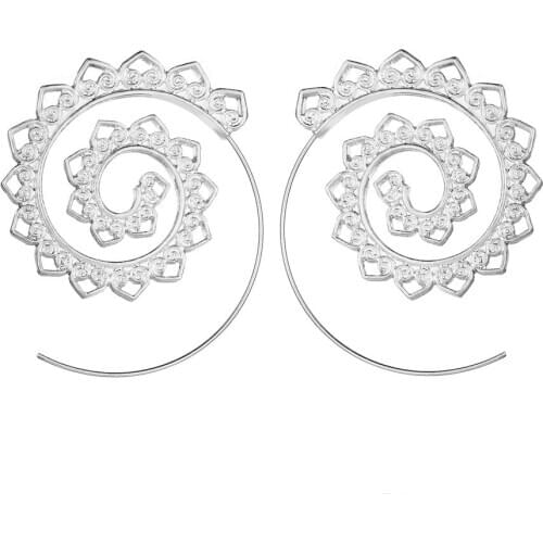 8Seasons Fashion Women Hoop Earrings Gold Silver Color Gear Whirlpool Style Trendy Accessories Creative Jewelry,1Pair