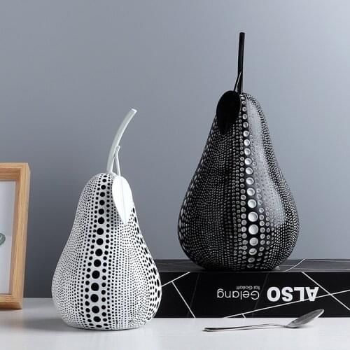 Wave Point Fruit Abstract Statue Ornaments Simple Room Decor White Black Apple Resin Figurine Desk Adornment Home Decoration