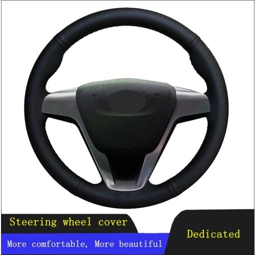 Car Products Steering Wheel Cover Black Hand-stitched Genuine Leather For Lada Vesta 2015-2019 Xray 2015 2016 2017 2018 2019