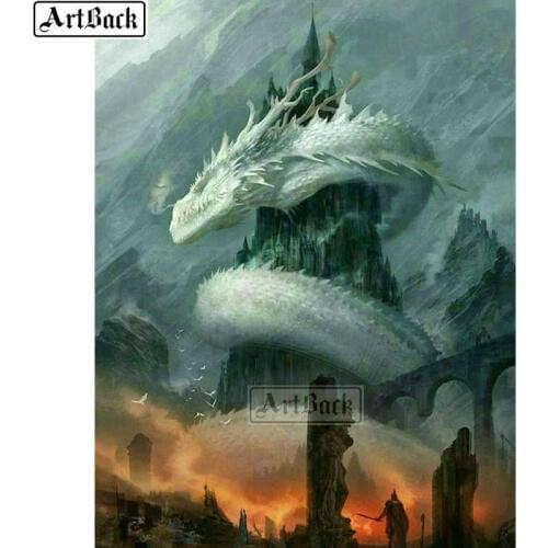 5d diy diamond painting dragon castle full square / round drill animal sticker diamond mosaic 3d embroidery home decoration