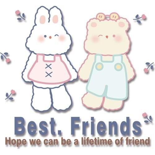 Cartoon Rabbit and Bear Character Patch for Clothing Patches for clothing DIY Appliques Heat Transfer printing