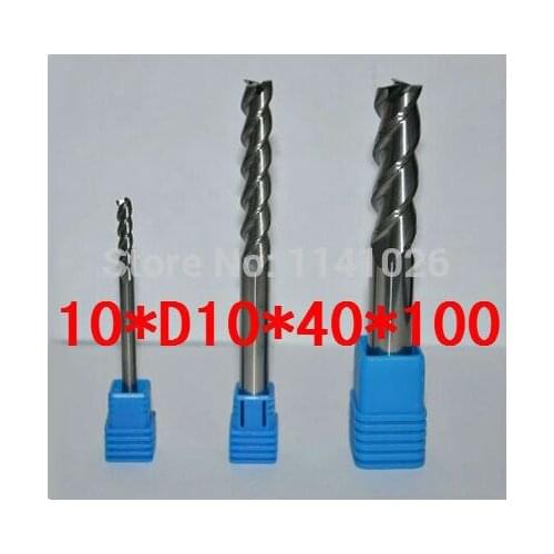 Free Shipping 10mm Long End Mill 10*D10*40*100L 3 Flutes Aluminum Carbide End mills,Carbide CNC End mill Router Bits,lathe tool