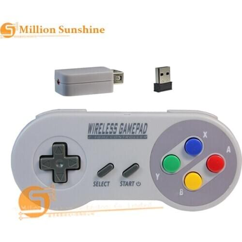 Mini SNES 2.4G Wireless Controller SNES Classic Gamepad 2.4G Game Handle Supportting NES/SNES/Wii with Bluetooth Adapter