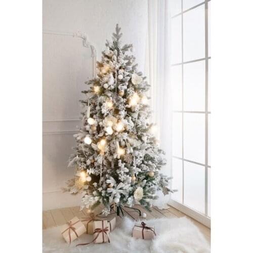 Seamless Vinyl Photography Background Indoor Christmas Tree Gift Winter Printed Children Backdrops for Photo Studio ZH-28