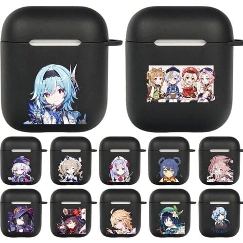 Genshin Impact Anime Earphone Case for Airpods 2 1 Soft Black Japan Anime Wirless Bluetooth Headphone Cover Cartoon Capa